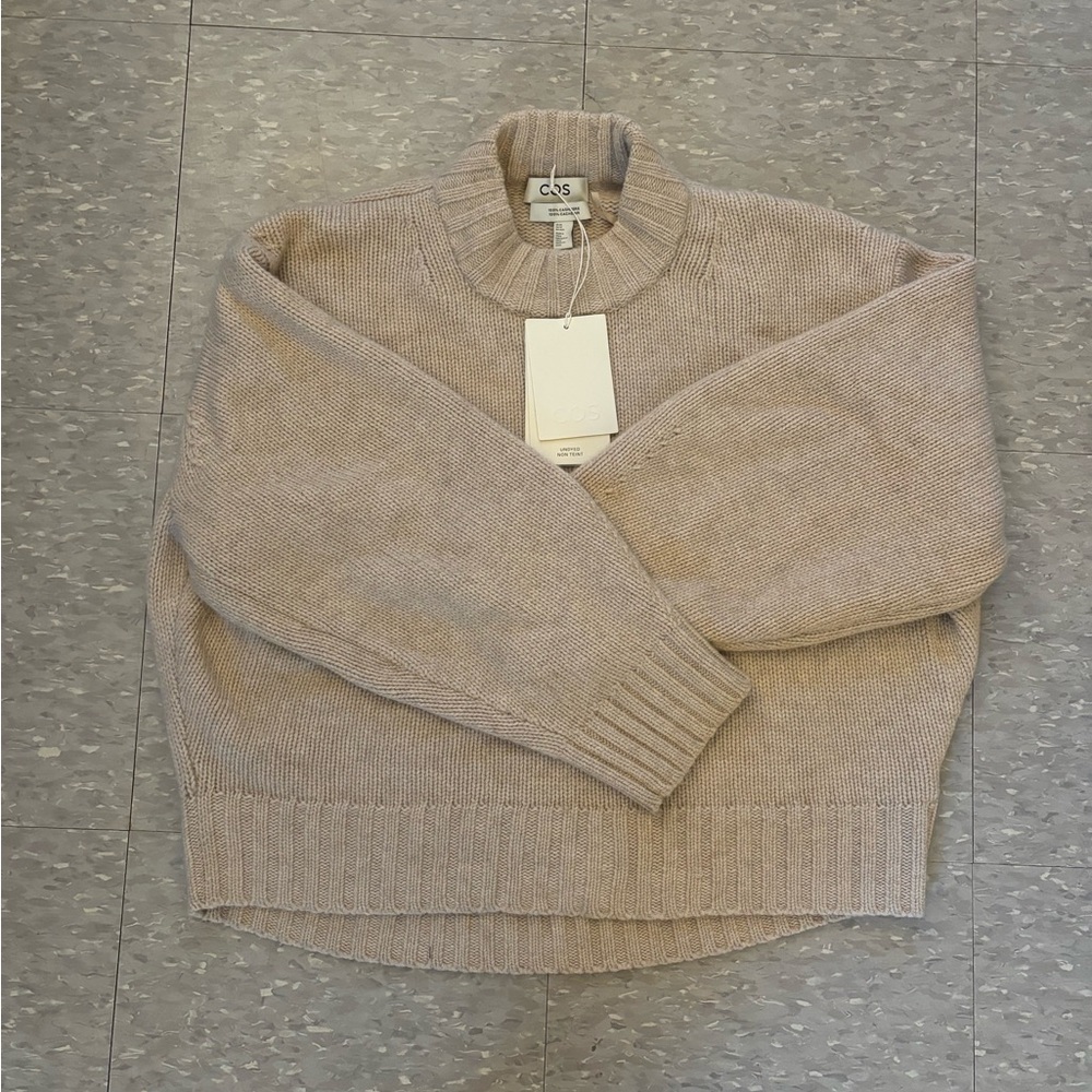 COS chunky pure cashmere crew neck jumper XS in cream